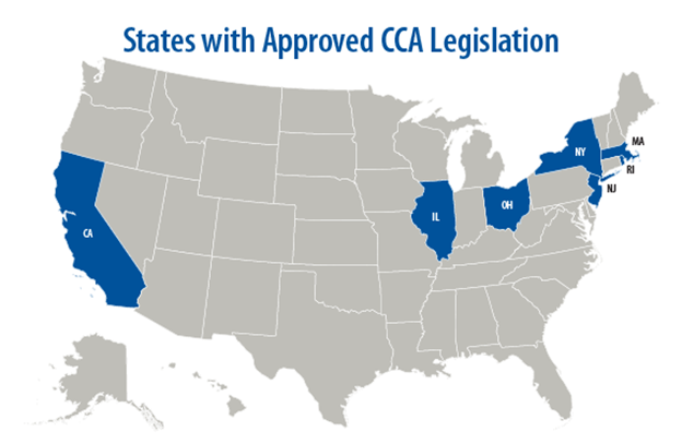 Map of States with Approved CCA Legislation